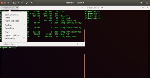 Terminix GTK+3 terminal emulator